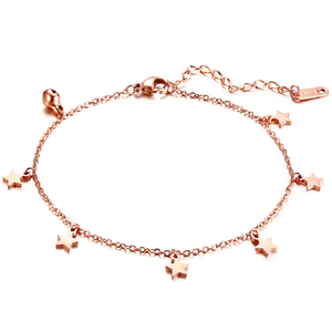 Semplice Star Femminile Cavigliere Sandali Piede Dei Monili In Oro Rosa In Acciaio Inox Caviglie Braccialetti Per Le Donne Leg Catena - Product Image 6