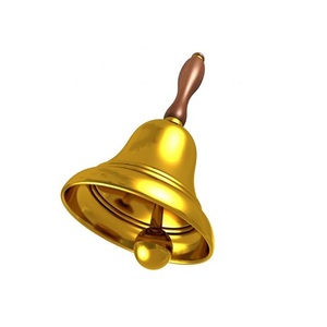Set Of 2 Gold Plated Brass Hand <b>Bells</b> Trending Design Round Shape Hand <b>Bell</b> With Wooden Handles In Bulk - Product Image 3