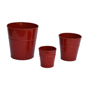 Bonito diseño de acabado de color rosa claro y pintado conjunto de tres cubos de flores para jardineras de diseño decorativo de jardín - Product Image 2