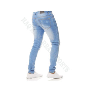 Pantalones Vaqueros HMS Biker Slim Casuales de Alta Calidad OEM Personalizados Rotos y Desgastados para Hombre en Denim Blanco Monkey para Estilo Western - Product Image 2
