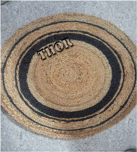 Tapis en jute naturel/noir fait main, objets de collection uniques, design moderne antidérapant pour chambre à coucher, salon, salle à manger, cuisine - Product Image 2