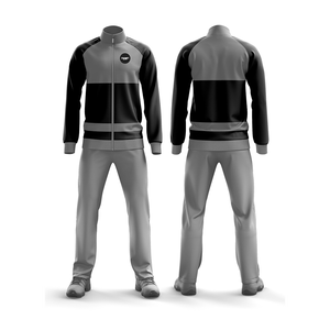 Kit de survêtement personnalisé noir/gris à fermeture éclair complète vêtements de sport en polyester réversible léger avec votre propre conception logo chemise et pantalon - Product Image 1