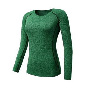 Camisetas de compresión ajustadas de algodón 100% para mujer, camiseta de manga larga para correr y Yoga con logotipo, colores de contraste personalizados para 2025 - Product Image 1