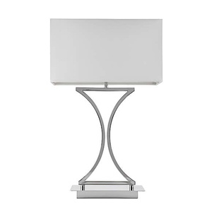 Modern Chrome Table <b>Lamp</b> with <b>Rectangle</b> White <b>Shade</b> for Living Room Decor - Product Image 2