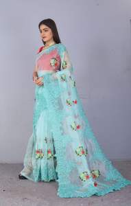 Saree ออกแบบงานเต็มรูปแบบออกแบบ Organza ที่สวยงาม - Product Image 3