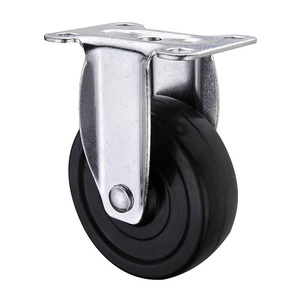 Ready to Ship <strong>3</strong> Inch Light Duty Black Manufacture <strong>Rubber</strong> <strong>Wheels</strong> Small Size FIXED Cart Castors - Product Image 1