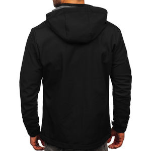 Chaqueta Softshell de diseño personalizado para hombre Cómoda moda en negro y gris con tecnología impermeable Cierre de cremallera - Product Image 4