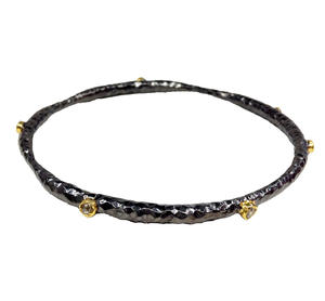 Anillo de plata esterlina 925 chapado en oro oxidado de rubí diamante martillo textura mayorista mujer hecho a mano pulsera de moda - Product Image 2