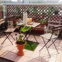 Ensemble table et chaises pliantes en acacia / Ensemble de café en bois d'extérieur pour café / Ensemble de jardin patio Tarno 3 pièces