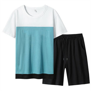 Conjunto de 2 piezas para hombre, conjunto de camisetas de manga corta y pantalones cortos, chándal de verano - Product Image 3