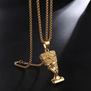 Trend Stainless steel Religious Ancient Egyptian Cleopatra Pendant & Necklace For Men Jewelry