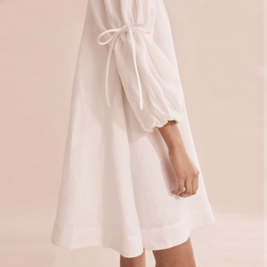 Donne Abiti di Lino Rilassato Estate Off-spalla Tie Lino Manica <span class=keywords><strong>Mini</strong></span> Vestito - Product Image 3