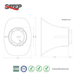 Haut-parleur à cornet étanche SATEP IP66 TE900 30W, haut-parleur d'alarme vocale extérieur PA, montage mural - Product Image 3