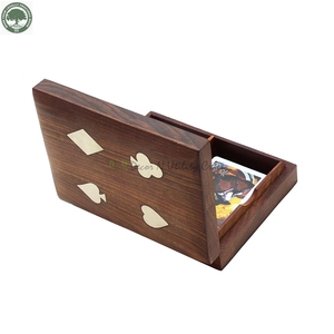 Vintage Life Inc. Estuche de almacenamiento de naipes de madera de doble cubierta natural hecho a mano para decoración del hogar y juegos de ajedrez para niños - Product Image 4
