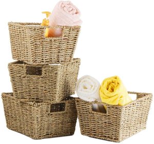 Ensemble de 4 paniers de rangement en jonc de mer, nouveauté, organisateur tissé à la main pour organisateur à domicile et de salle de bain de l'usine du vietnam - Product Image 1