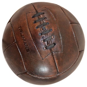 Ballon De Foot Vintage En Cuir Fait Main – Couleur Marron Clair, Déco Ou Jeu