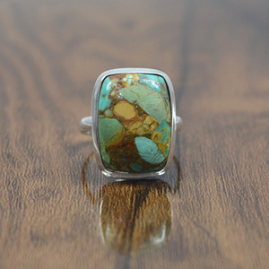 Anillo de piedras preciosas Vintage de Plata de Ley 925, cojín turquesa, proveedor de piedras preciosas, venta al por mayor - Product Image 1