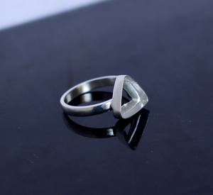 Pure 925 Sterling Silver Triangle Shape 18 MM Collet <b>Ring</b> New Arrivals Hand Made Best Wholesaler <b>Plain</b> Bezel Cup Band Jewellery - Product Image 4