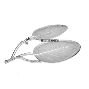 Lujosa bandeja de servicio de hoja de Metal dorado Plato de diseñador creativo para plato de servicio de hoja de mesa barato para el hogar - Product Image 4