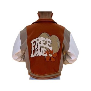 Varsity แจ็คเก็ตเบสบอลแขนยาวสำหรับผู้หญิง,เสื้อแจ็คเก็ตลำลองพิมพ์ลายแบบสั่งทำ - Product Image 4