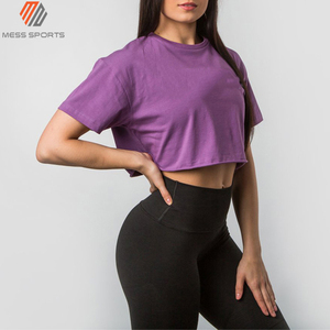 Blusa Corta Amarilla para Mujer, Cuello Redondo, Manga Corta, Color Sólido, Tejido Transpirable, Corte Regular, para Todas las Temporadas - Product Image 5