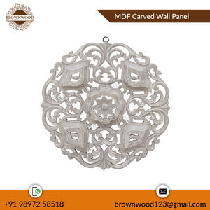 Panneau décoratif mural rond sculpté à la main en MDF antique blanc vert du fabricant indien et des panneaux décoratifs pour la salle des exportateurs - Product Image 5