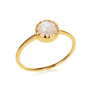 Wholesale 925 <b>Sterling</b> <b>Silver</b> <b>Ring</b> Gold Plating Rainbow Moon Gemstone <b>Set</b> Nice Natural Stone Bezel Setting for Weddings Parties - Product Image 1