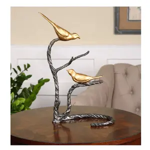 Escultura de Metal con pájaros para Decoración de mesa, escultura de lujo para el hogar y la sala de estar, diseño único