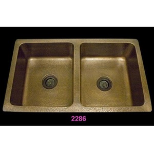 ลายนูน Divider รูปทรงสี่เหลี่ยมผืนผ้า Undermount ทองแดงล้างอ่างล้างจาน - Product Image 1