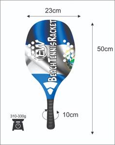 ไม้เทนนิสชายหาดแบบสั่งทำพิเศษ หน้าไม้ 20 มม. น้ำหนัก 320-340 กรัม ความยาว 50 ซม. ด้ามจับคาร์บอนไฟเบอร์ ตาข่ายคาร์บอนไฟเบอร์ผสมใยแก้ว - Product Image 2