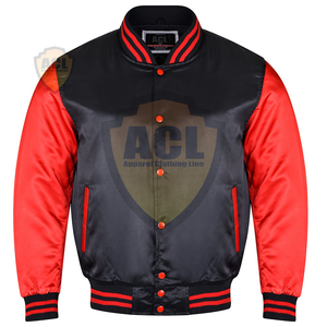 Satén 100% unisex chaqueta varsity dos color cómodo Etiqueta Privada Venta caliente equipo universitario de béisbol simple chaqueta - Product Image 5