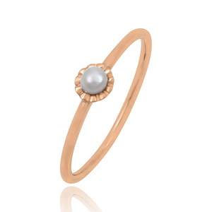 Wholesale 925 Sterling Silver Minimalist <b>Ring</b> Rose Gold Plated with Pearl Gemstone Fine Jewelry - Product Image 2