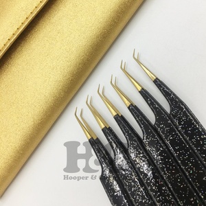 Pince à épiler vison pointe à angle de 45 degrés pince à épiler en acier inoxydable noir Logo personnalisé offert cils durables - Product Image 2