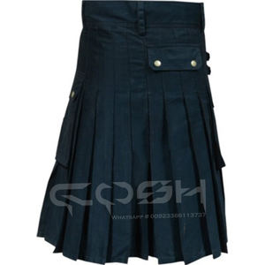 Kilt utilitaire original en coton bleu de meilleure qualité pour hommes avec poches pour instruments de musique et accessoires - Product Image 3