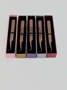 Nuevas pinzas profesionales de Extensión de pestañas de acero inoxidable de 90 grados, oro rosa liso con logotipo personalizado, instrumento de belleza - Product Image 4