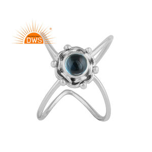 Anillo de Topacio Azul Impresionante, Joyería al por Mayor, Anillo Antiguo de Plata de Ley 925 Oxidada Hecho a Mano, Colección Clásica - Product Image 1