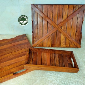 Wooden <b>Serving</b> Tray <b>Set</b> Rectangle Handmade Polished Minimalist Design Solid Wood Decorative Tray for Presents - Product Image 2