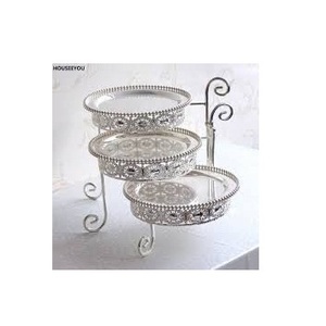 Présentoir de gâteau de mariage en métal dentelle de 12 pouces dernier style INS présentoir de gâteau en fer élégant cristal alimentaire style Cupcakes Desserts sac - Product Image 2