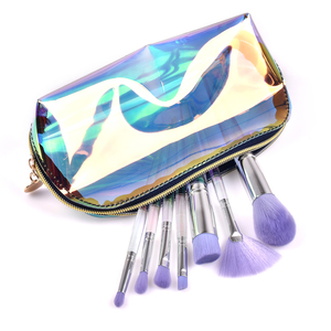 DailyQueen 2024, brocha de maquillaje de diamante cristalino con logotipo personalizado, base acrílica de pelo colorido, ceja plana para corrector - Product Image 6