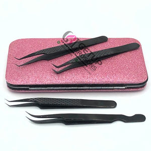 Haute Qualité En Acier Inoxydable 90 Degrés Noir Plasma Incurvé Extension De Cils Pince À Épiler 45 Degrés Diamant Grip Beauté Outil - Product Image 1