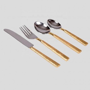 Juego de cubiertos con mango de diseño de ramita forjada de acero inoxidable, juego de cubiertos pulidos dorados, Apto para lavavajillas y alimentos - Product Image 3