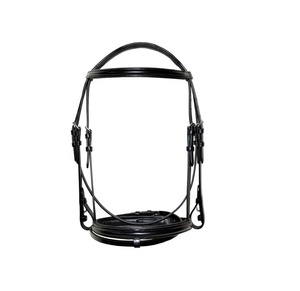 Juego de Brida para Caballo de Cuero de Toro Negro Marrón Clásico Premium, Cómodo y Duradero, con Narquileras y Frontal Acolchados, Logotipo Personalizado - Product Image 1