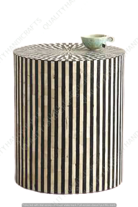 Mesa de Noche Moderna con Incrustaciones de Hueso de la Mejor Calidad en Blanco y Negro para Muebles de Sala de Estar de Villa - Product Image 3