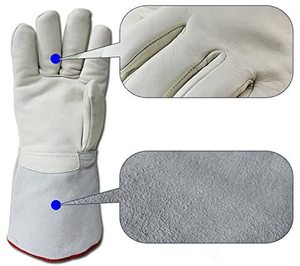 SUMROOS Gants de travail en cuir véritable unisexe avec impression de logo personnalisé brodé Gants de sécurité pour hommes et femmes - Product Image 3