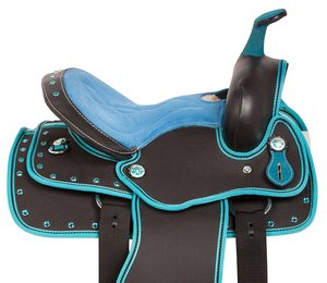 อานม้าแข่งม้าทรงกระบอกแบบตะวันตกสังเคราะห์อเนกประสงค์และทนทานมีหลายขนาดและหลายสีสำหรับการขี่ม้า - Product Image 3