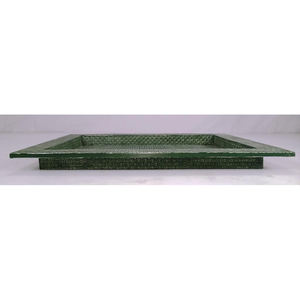 DAPHOCO Moss Green Faux Shagreen/Rattan Veneer Edges <b>Tampered</b> Tray 0.457x0.357x0.03 Model 050 Vietnam - Product Image 2