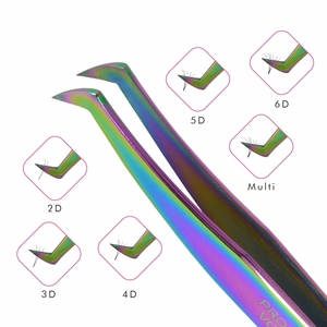 Multi Color Wide Tip 75deg Tweezer for Eyelash Extensions with Your Own Logo, Base Cut Design Eyelash Tweezer Private Label - Product Image 2