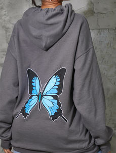 Pull à capuche papillon surdimensionné pour femme belle coupe ajustée thermique hiver Streetwear respirant anti-rétrécissement éponge longue - Product Image 2