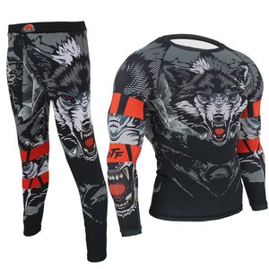 Wholesale Compression Pants Shirt Top Long Sleeve Jacket Set Suit Face Cover Gym Fitness Sets 5Pcs Men's Workout Clothes - Product Image 5