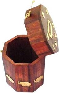 ทองเหลืองติดตั้งธนาคารเงินไม้สำหรับเด็กตกแต่งบ้านไม้หัตถกรรมเงินธนาคารผู้ผลิตอินเดีย - Product Image 4